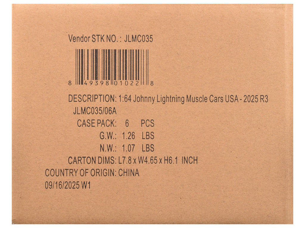 'Muscle Cars USA' 2025 Release 3 Set A of 6 pieces 'MECUM Auctions' 1/64 Diecast Model Cars by Johnny Lightning
