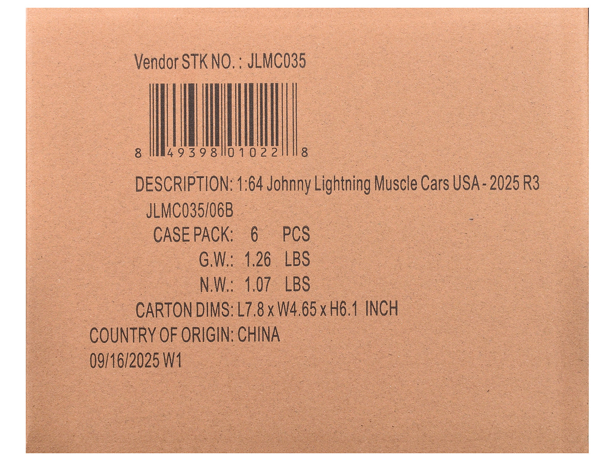 'Muscle Cars USA' 2025 Release 3 Set B of 6 pieces 'MECUM Auctions' 1/64 Diecast Model Cars by Johnny Lightning