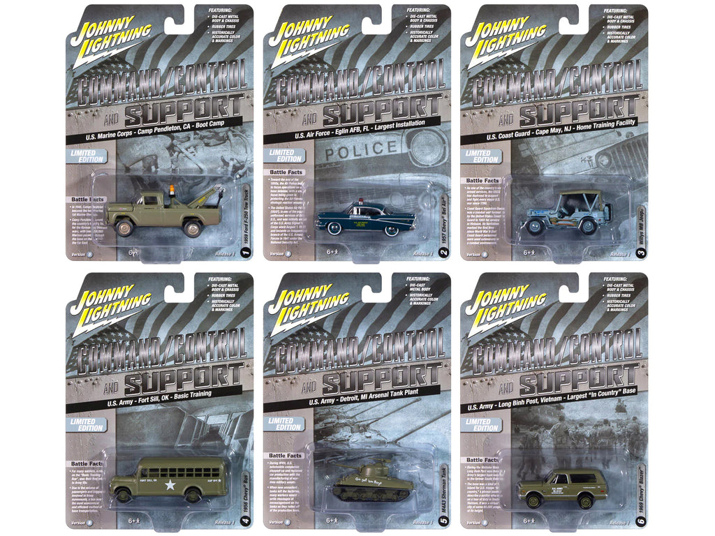 'Military' Set B of 6 pieces 2024 Release 2 Limited Edition Diecast Models by Johnny Lightning