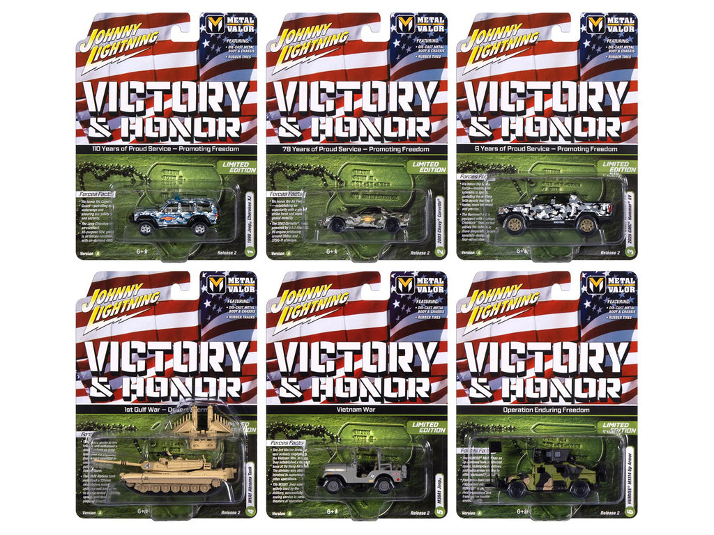 'Military' Set A of 6 pieces 2025 Release 2 Limited Edition 1/64 Diecast Model Cars by Johnny Lightning
