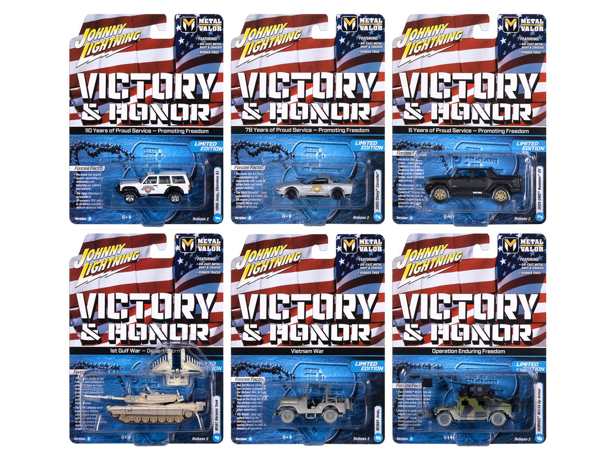 'Military' Set B of 6 pieces 2025 Release 2 Limited Edition 1/64 Diecast Model Cars by Johnny Lightning