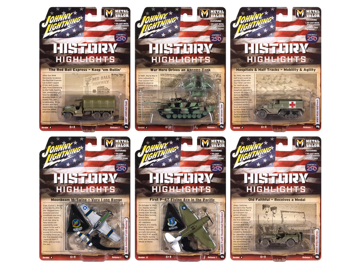 'Military' Set A of 6 pieces 2026 Release 1 Limited Edition 1/64 Diecast Model Cars by Johnny Lightning