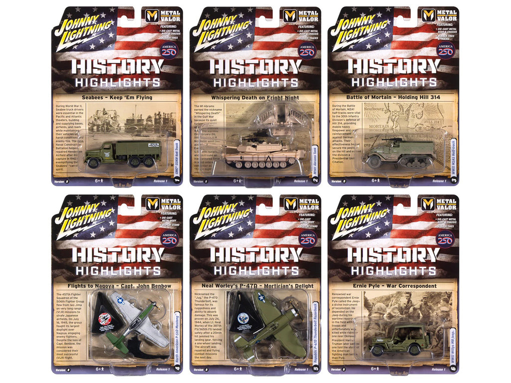 'Military' Set B of 6 pieces 2026 Release 1 Limited Edition 1/64 Diecast Model Cars by Johnny Lightning