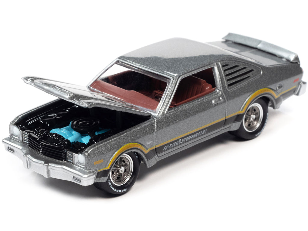 1976 Plymouth Volare Road Runner Silver Cloud Metallic with Stripes 'OK Used Cars' Series Limited Edition to 18056 pieces Worldwide 1/64 Diecast Model Car by Johnny Lightning