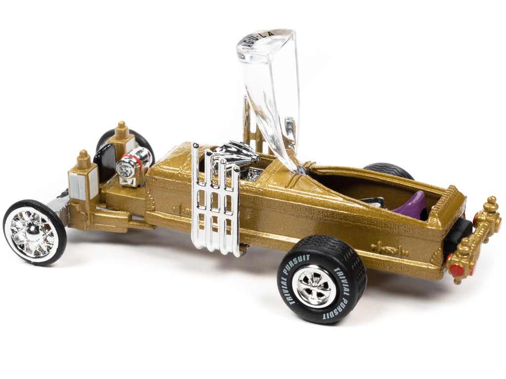 Barris Drag-U-La 'The Munsters' 'Trivia Pursuit' with Poker Chip Collector's Token and Game Card 'Pop Culture' 2022 Release 3 1/64 Diecast Model Car by Johnny Lightning