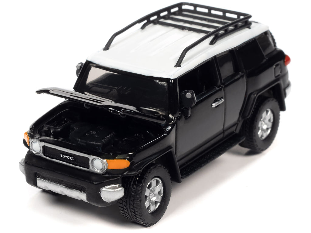 2007 Toyota FJ Cruiser Black Diamond with White Top and Roofrack 'Classic Gold Collection' Series Limited Edition 1/64 Diecast Model Car by Johnny Lightning