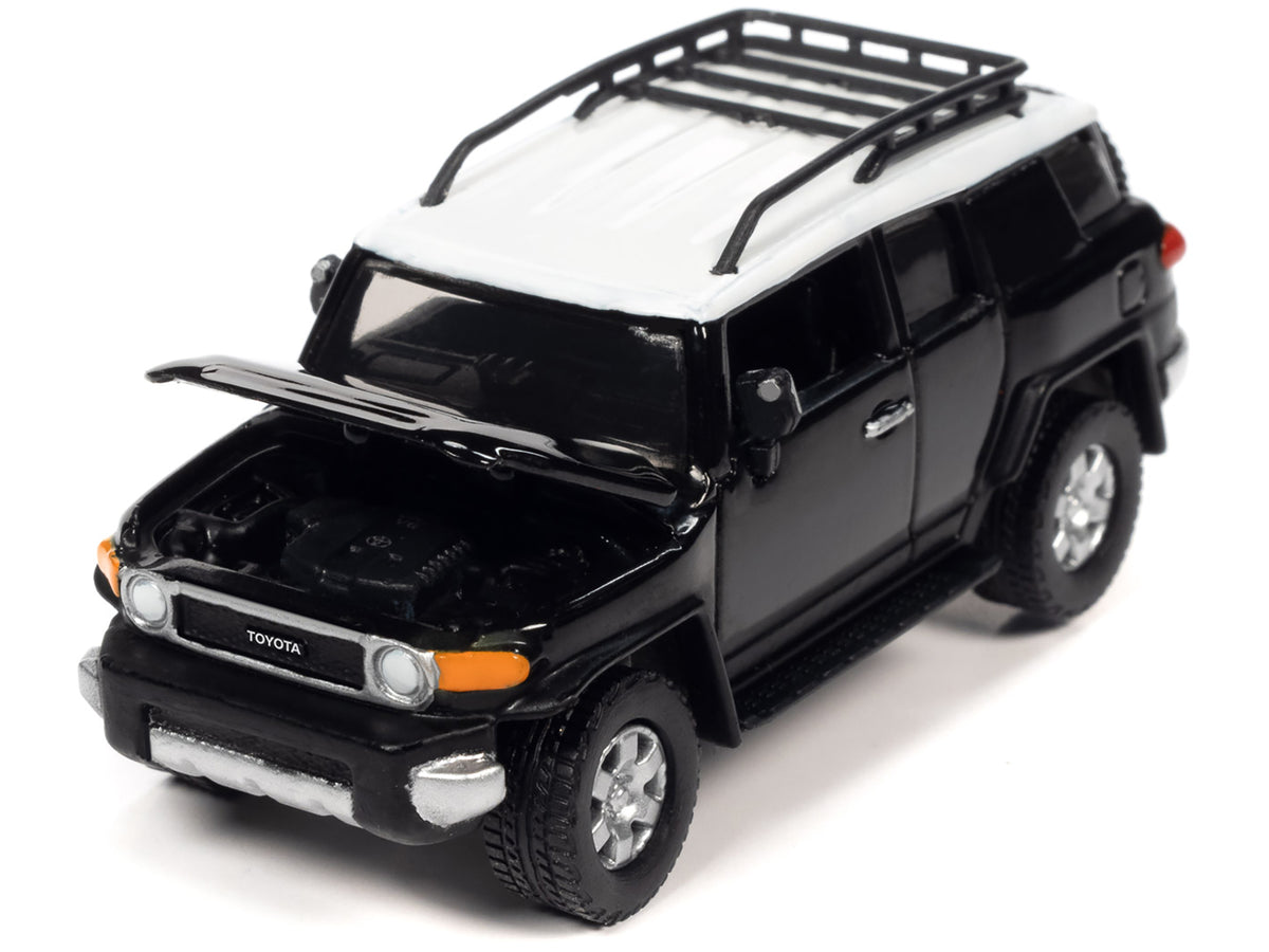 2007 Toyota FJ Cruiser Black Diamond with White Top and Roofrack 'Classic Gold Collection' Series Limited Edition 1/64 Diecast Model Car by Johnny Lightning