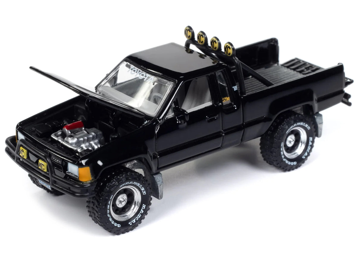 1985 Toyota SR5 Pickup Truck Black 'Mystery Matinee' Movie Pop Culture 2024 Release 1 1/64 Diecast Model Car by Johnny Lightning