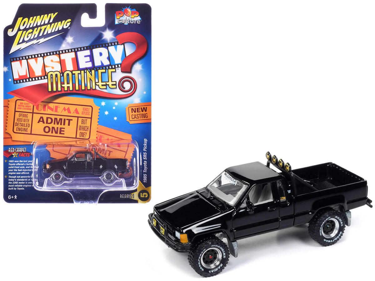 1985 Toyota SR5 Pickup Truck Black 'Mystery Matinee' Movie Pop Culture 2024 Release 1 1/64 Diecast Model Car by Johnny Lightning