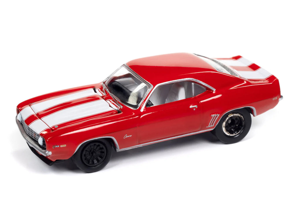1969 Chevrolet Camaro Z28 Red with White Stripes and Interior 'Muscle Cars USA' Series 1/64 Diecast Model Car by Johnny Lightning