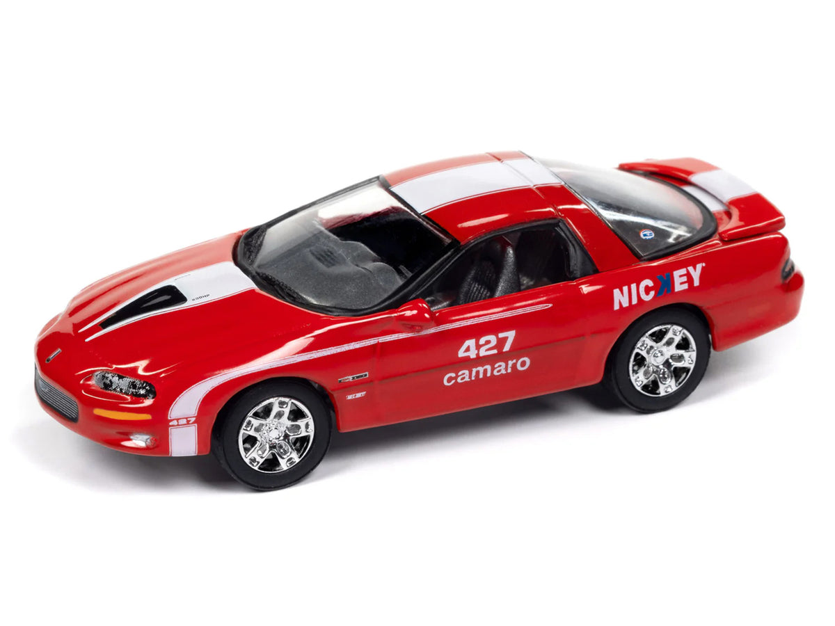 2002 Chevrolet Nickey Camaro ZL1 Bright Rally Red with White Stripes 'Muscle Cars USA' Series 1/64 Diecast Model Car by Johnny Lightning