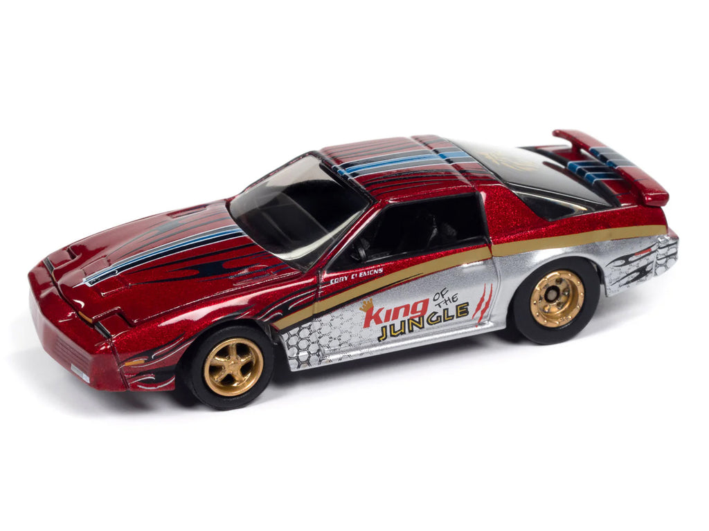 1987 Pontiac Firebird GTA 'King of the Jungle' Red and Silver Metallic with Graphics 'Muscle Cars USA' Series 1/64 Diecast Model Car by Johnny Lightning