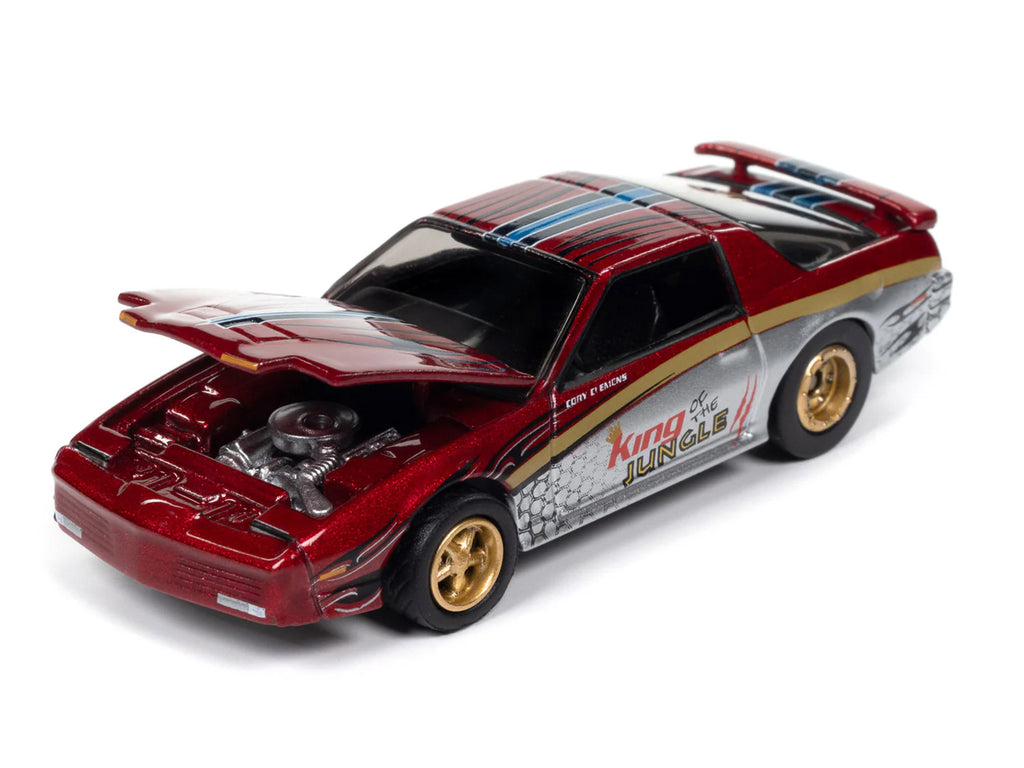 1987 Pontiac Firebird GTA 'King of the Jungle' Red and Silver Metallic with Graphics 'Muscle Cars USA' Series 1/64 Diecast Model Car by Johnny Lightning
