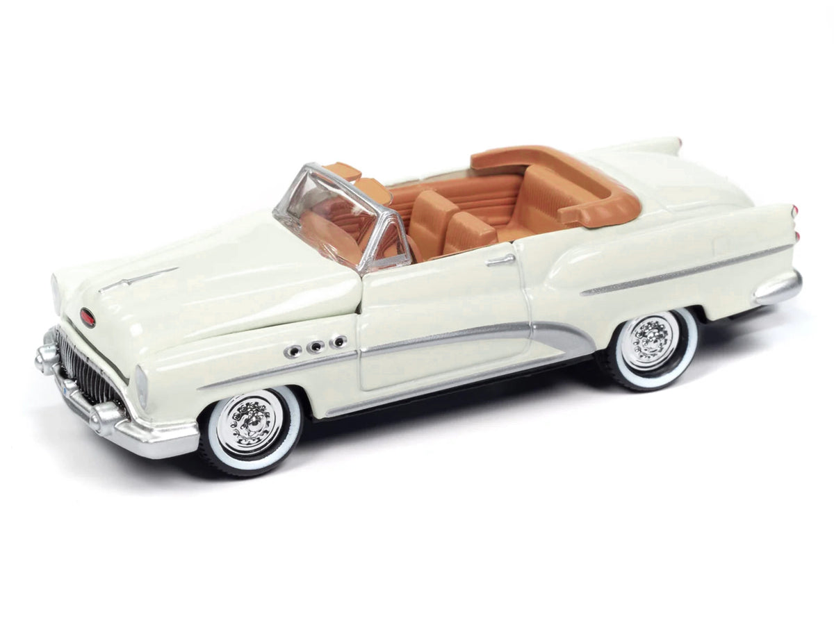 1953 Buick Super Cream with Travel Trailer Limited Edition 'Tow & Go' Series 1/64 Diecast Model Car by Johnny Lightning