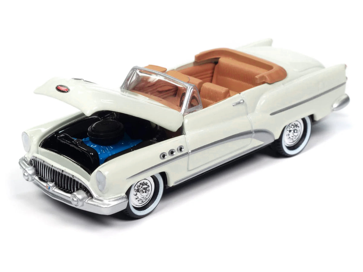 1953 Buick Super Cream with Travel Trailer Limited Edition 'Tow & Go' Series 1/64 Diecast Model Car by Johnny Lightning
