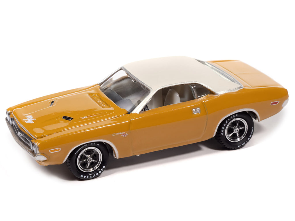 1971 Dodge Challenger R/T Butterscotch with White Top and Interior 'Classic Gold Collection' 1/64 Diecast Model Car by Johnny Lightning