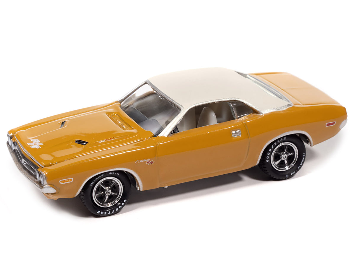1971 Dodge Challenger R/T Butterscotch with White Top and Interior 'Classic Gold Collection' 1/64 Diecast Model Car by Johnny Lightning