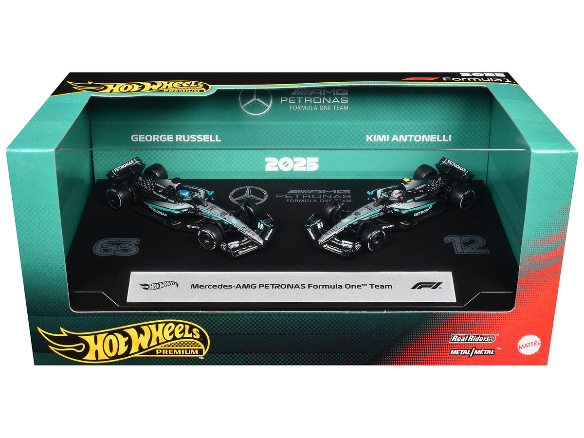 'Mercedes-AMG Petronas Formula One Team' Formula One F1 World Championship (2025) 2 Piece Set Diecast Model Cars by Hot Wheels