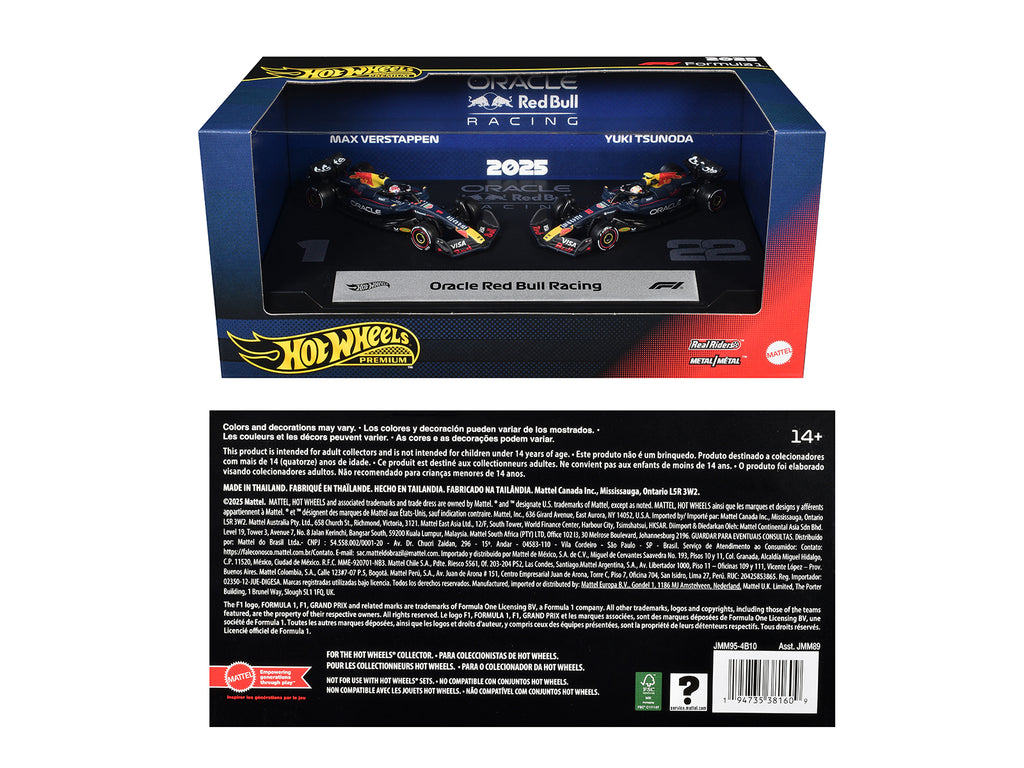 'Oracle Red Bull Racing' Formula One F1 World Championship (2025) 2 Piece Set Diecast Model Cars by Hot Wheels