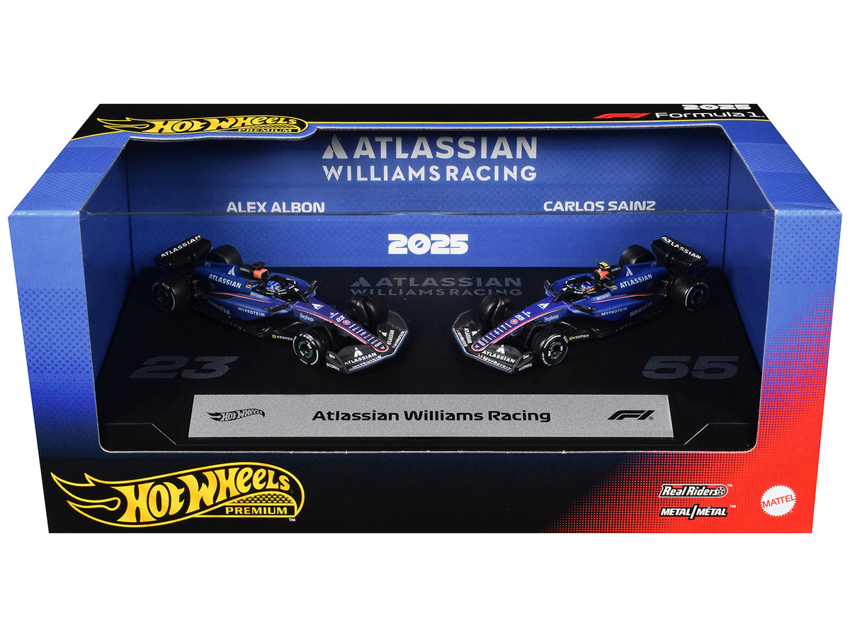 'Atlassian Williams Racing' Formula One F1 World Championship (2025) 2 Piece Set Diecast Model Cars by Hot Wheels