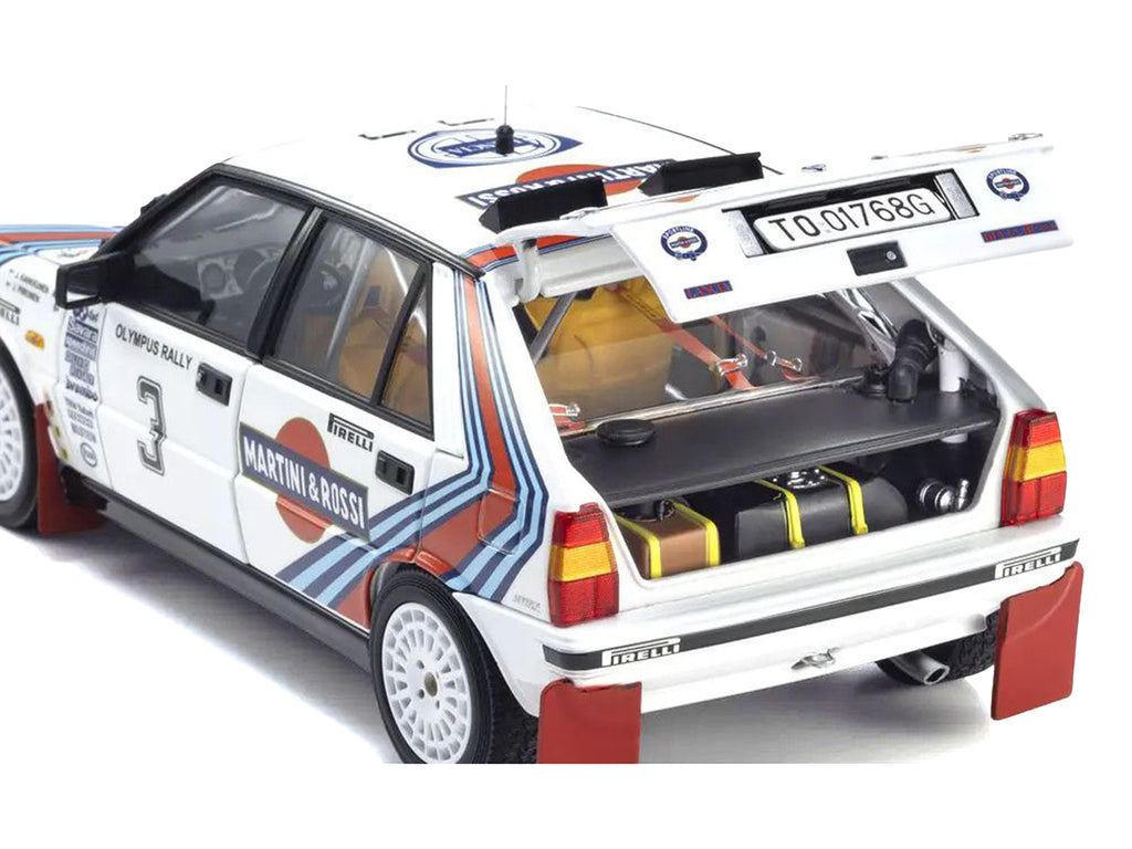 Lancia Delta HF 4WD #3 Juha Kankkunen - Juha Piironen 'Martini Racing' Winner 'Olympus Rally' (1987) 1/18 Diecast Model Car by Kyosho