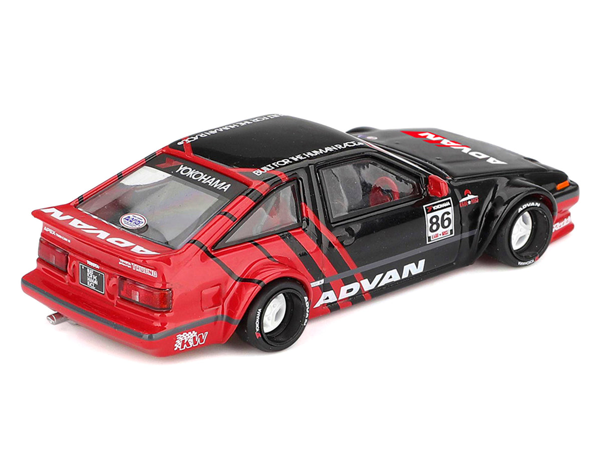 Toyota AE86 Sprinter Trueno RHD (Right Hand Drive) #86 'Kaido ADVAN' Black and Red (Designed by Jun Imai) 'Kaido House' Special 1/64 Diecast Model Car by Mini GT