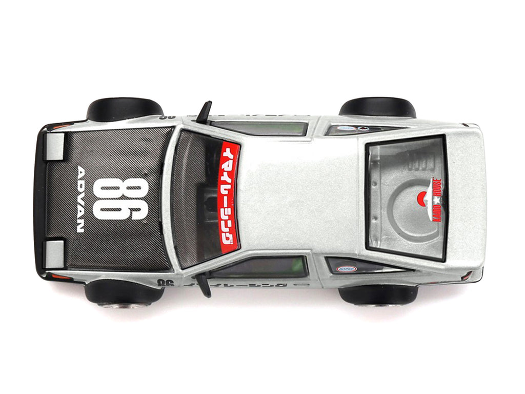 Toyota AE86 Sprinter Trueno RHD (Right Hand Drive) #86 'Kaido Street V2' Silver Metallic and Black with Carbon Hood and Graphics (Designed by Jun Imai) 'Kaido House' 1/64 Die Cast Model Car by Mini GT