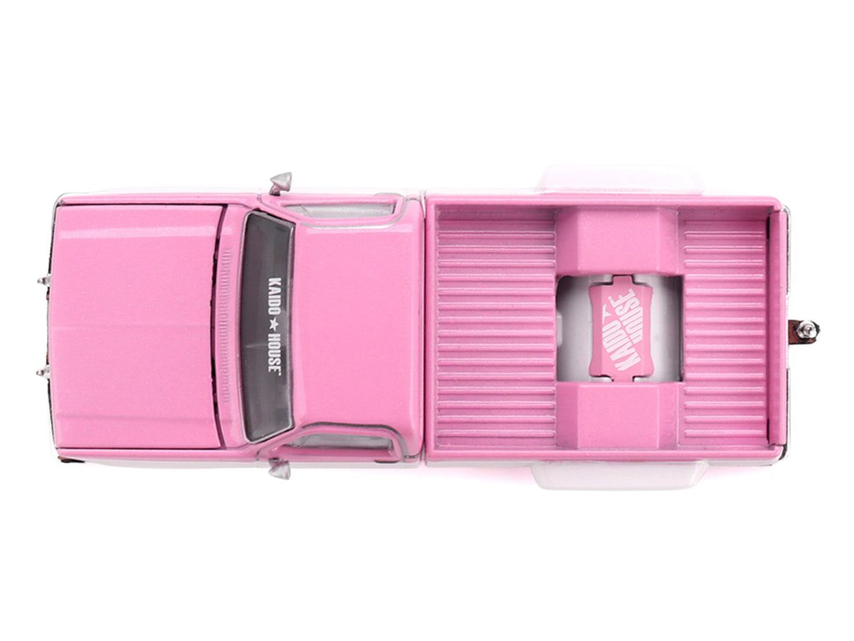Chevrolet Silverado Dually Pickup Truck 'Vintage Spec V2' Pink with White Sides (Designed by Jun Imai) 'Kaido House' Special 1/64 Diecast Model Car by Mini GT