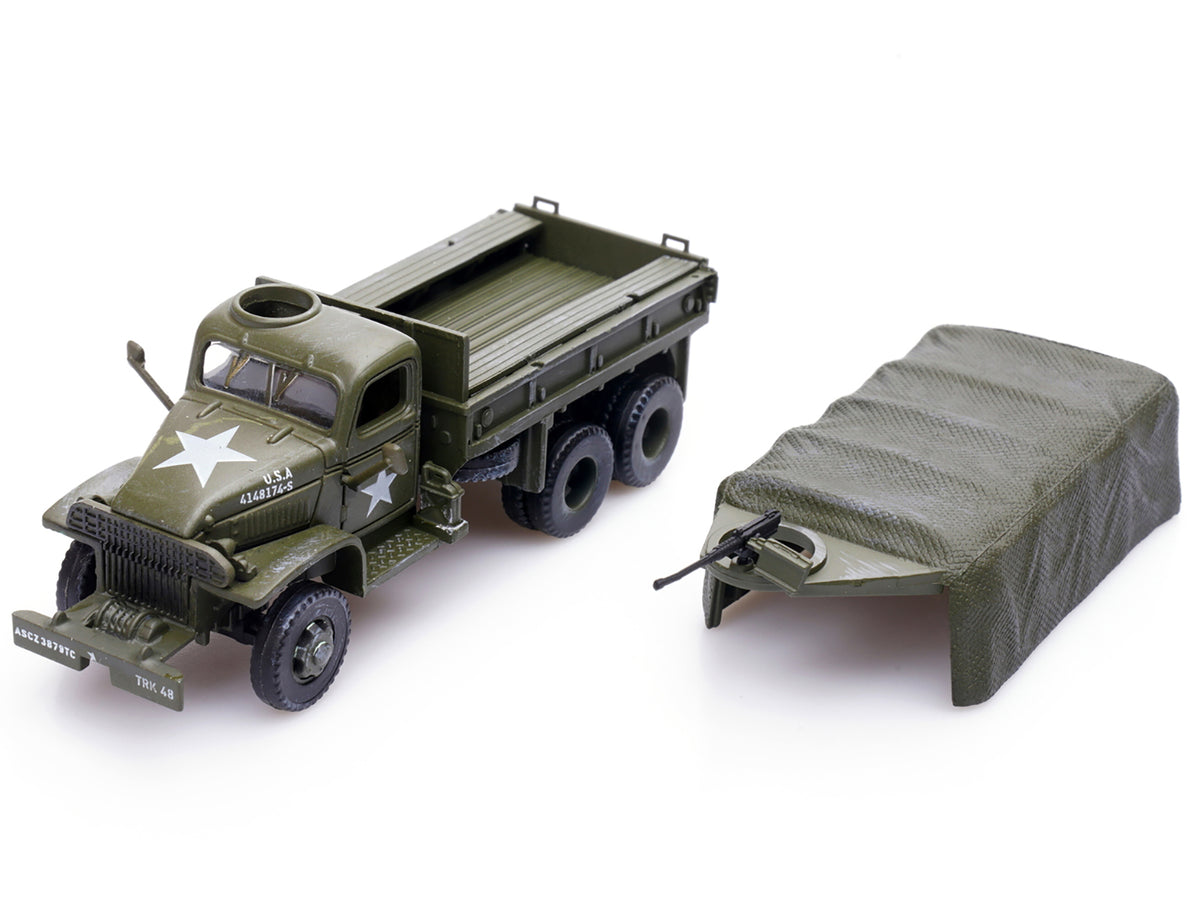 GMC CCKW 353 Truck With Mounted Gun Olive Drab '4148174-S' US Army World War II 1/72 Diecast Model by Legion