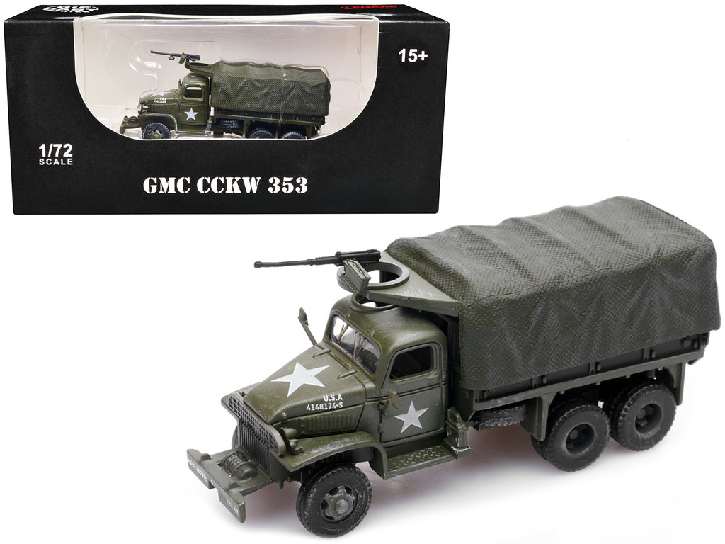 GMC CCKW 353 Truck With Mounted Gun Olive Drab '4148174-S' US Army World War II 1/72 Diecast Model by Legion