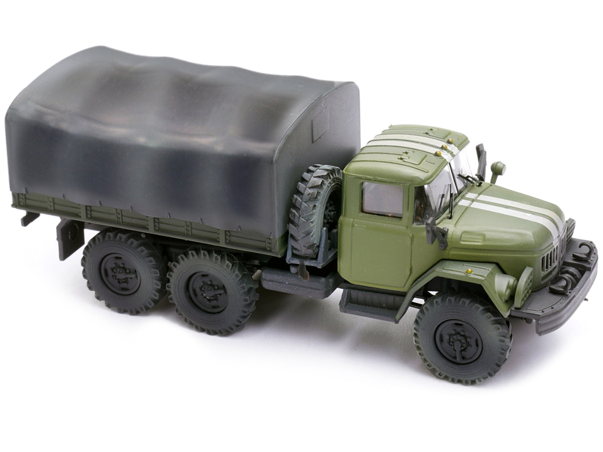 ZIL 131 Cargo Truck Green with White Stripes 'Ukrainian Ground Forces' 1/72 Diecast Model by Legion