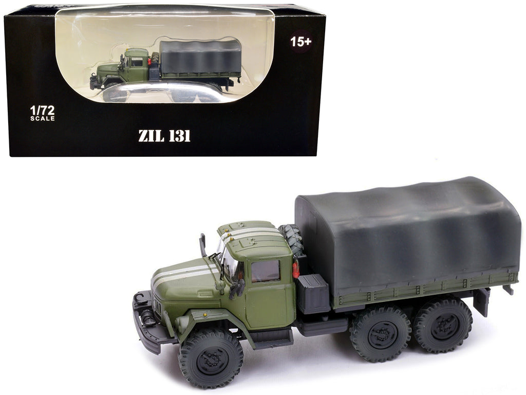 ZIL 131 Cargo Truck Green with White Stripes 'Ukrainian Ground Forces' 1/72 Diecast Model by Legion