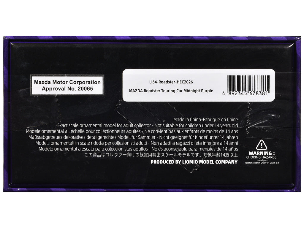 Mazda Roadster Touring Car RHD (Right Hand Drive) Midnight Purple Metallic 'Hobby Expo China 2026 Event Edition' 1/64 Diecast Model Car by Liomio