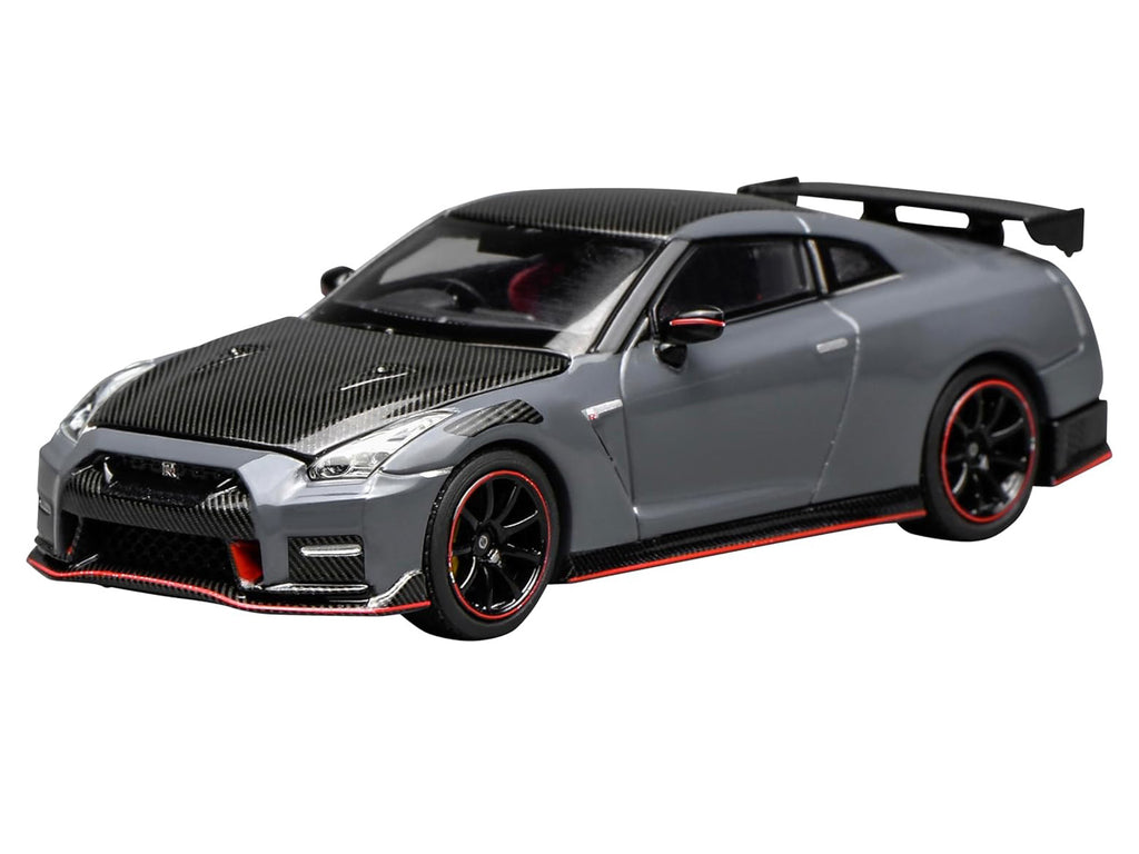 2022 Nissan GT-R Nismo (R35) RHD (Right Hand Drive) Stealth Gray with Carbon Hood and Top 'Senior 64' Series 1/64 Diecast Model Car by MotorHelix