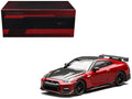 2022 Nissan GT-R Nismo (R35) RHD (Right Hand Drive) Vibrant Red with Carbon Hood and Top 'Senior 64' Series 1/64 Diecast Model Car by MotorHelix