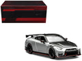 2022 Nissan GT-R Nismo (R35) RHD (Right Hand Drive) Ultimate Metal Silver Metallic with Carbon Hood and Top 'Senior 64' Series 1/64 Diecast Model Car by MotorHelix