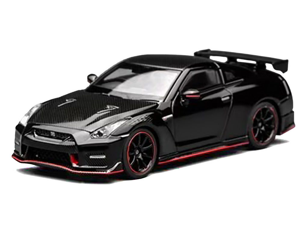 2022 Nissan GT-R Nismo (R35) RHD (Right Hand Drive) Meteor Flake Black Pearl with Carbon Hood and Top 'Senior 64' Series 1/64 Diecast Model Car by MotorHelix