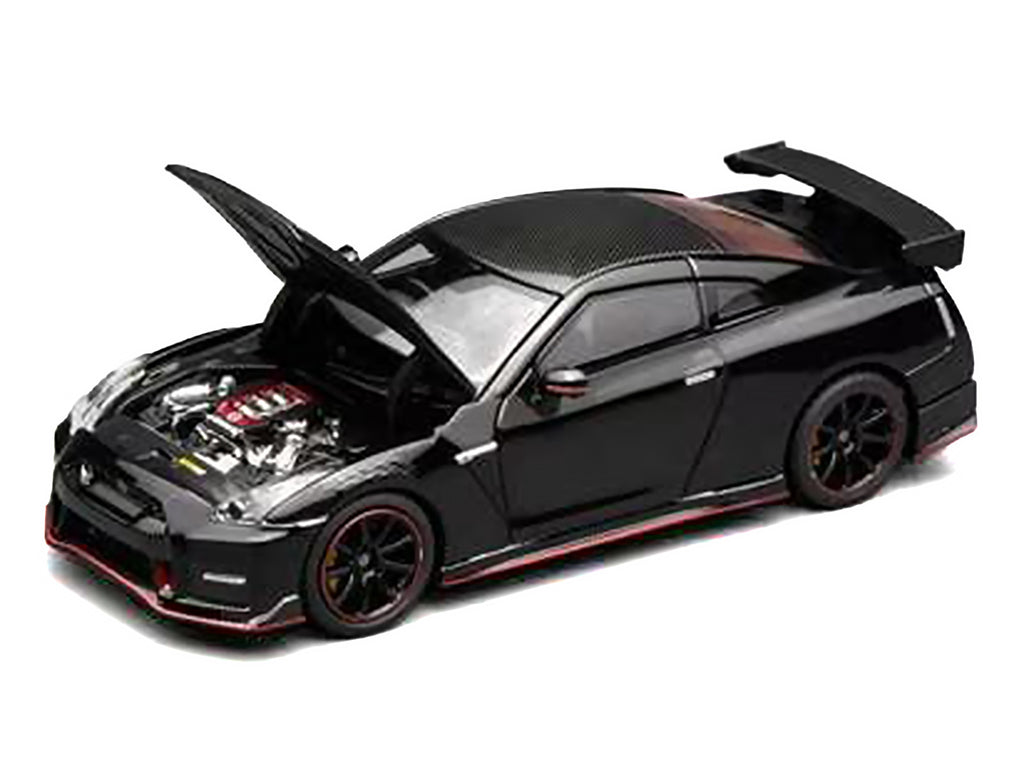 2022 Nissan GT-R Nismo (R35) RHD (Right Hand Drive) Meteor Flake Black Pearl with Carbon Hood and Top 'Senior 64' Series 1/64 Diecast Model Car by MotorHelix