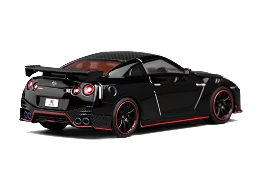 2022 Nissan GT-R Nismo (R35) RHD (Right Hand Drive) Meteor Flake Black Pearl with Carbon Hood and Top 'Senior 64' Series 1/64 Diecast Model Car by MotorHelix