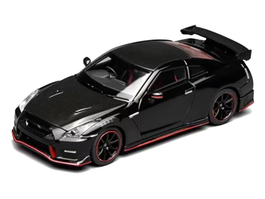 2022 Nissan GT-R Nismo (R35) RHD (Right Hand Drive) Meteor Flake Black Pearl with Carbon Hood and Top 'Senior 64' Series 1/64 Diecast Model Car by MotorHelix