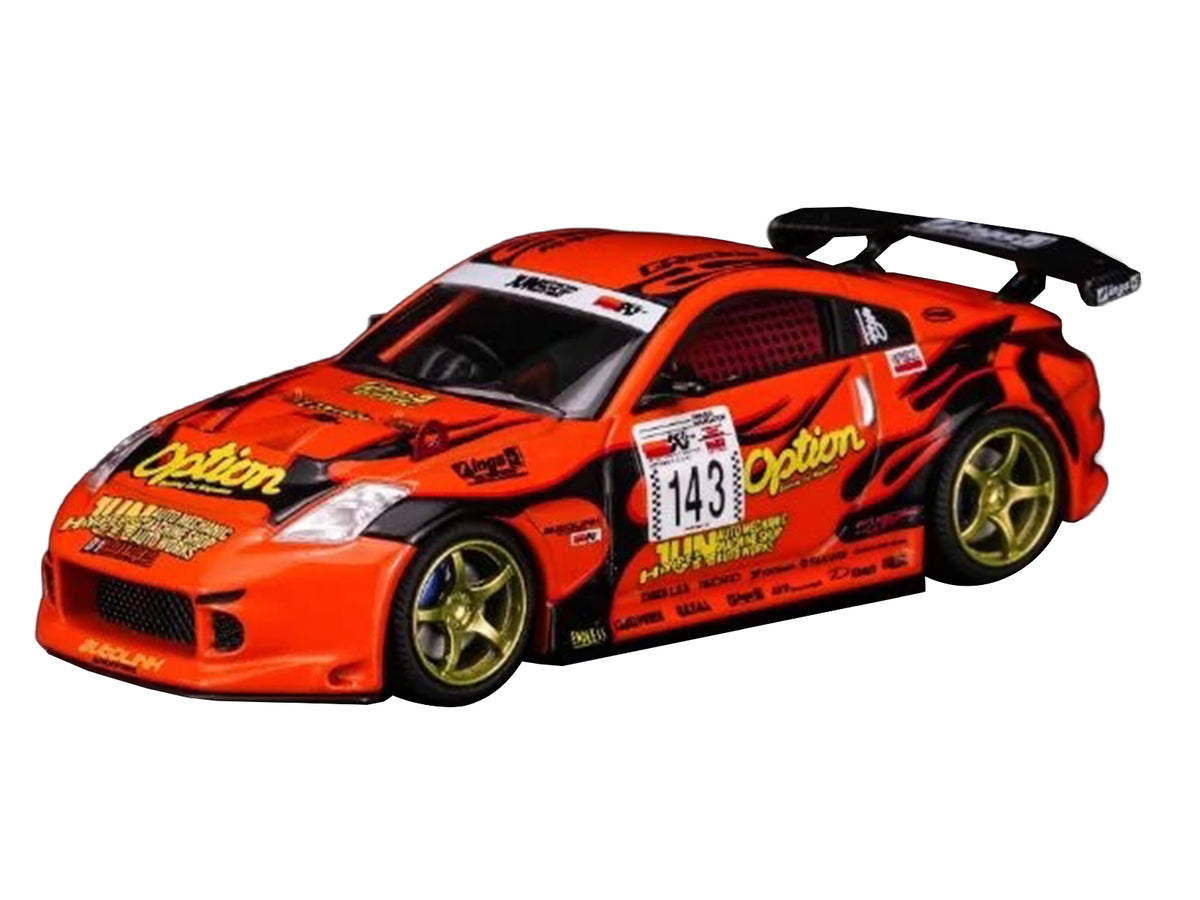 Nissan Fairlady Z RHD (Right Hand Drive) #143 'Option Stream Z' Orange with Graphics 1/64 Diecast Model Car by MotorHelix