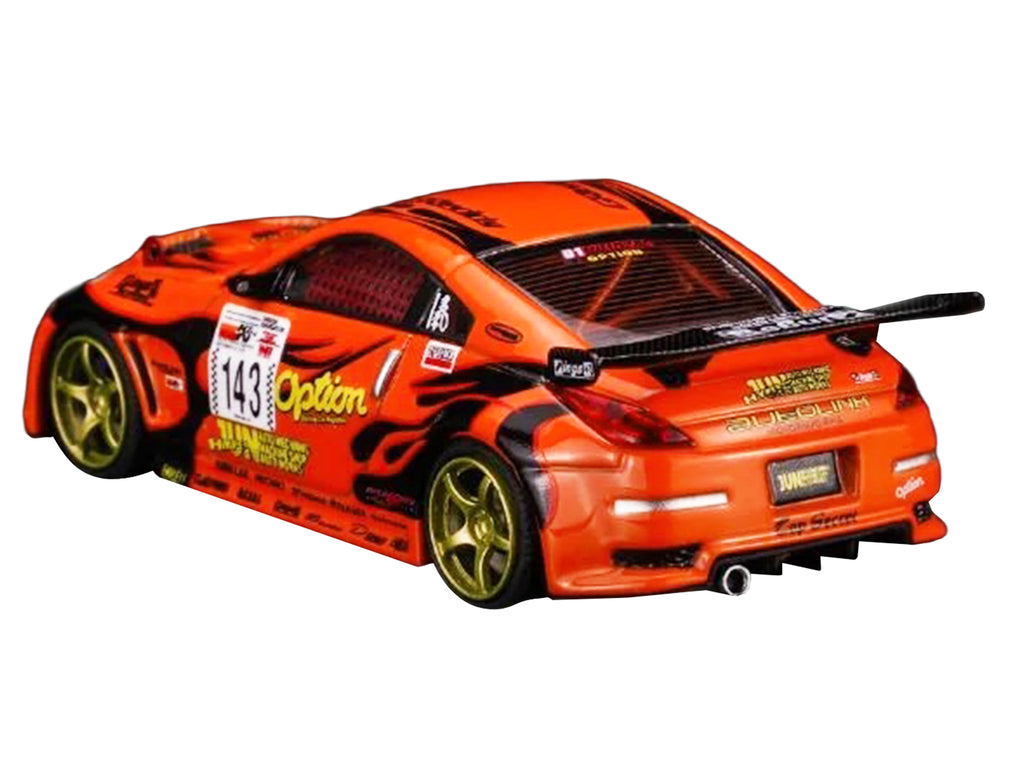 Nissan Fairlady Z RHD (Right Hand Drive) #143 'Option Stream Z' Orange with Graphics 1/64 Diecast Model Car by MotorHelix