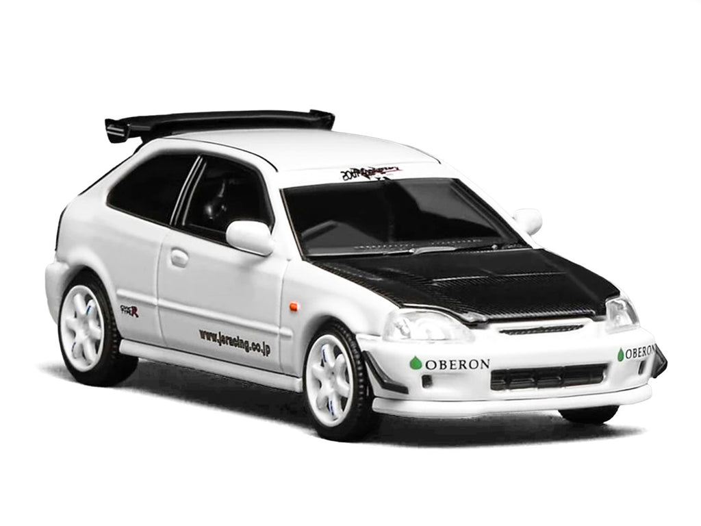 Honda Civic Type R (EK9) RHD (Right Hand Drive) 'J's Racing' White 1/64 Diecast Model Car by MotorHelix