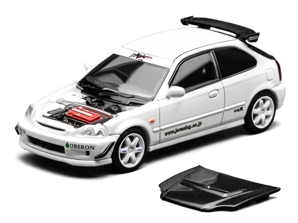 Honda Civic Type R (EK9) RHD (Right Hand Drive) 'J's Racing' White 1/64 Diecast Model Car by MotorHelix
