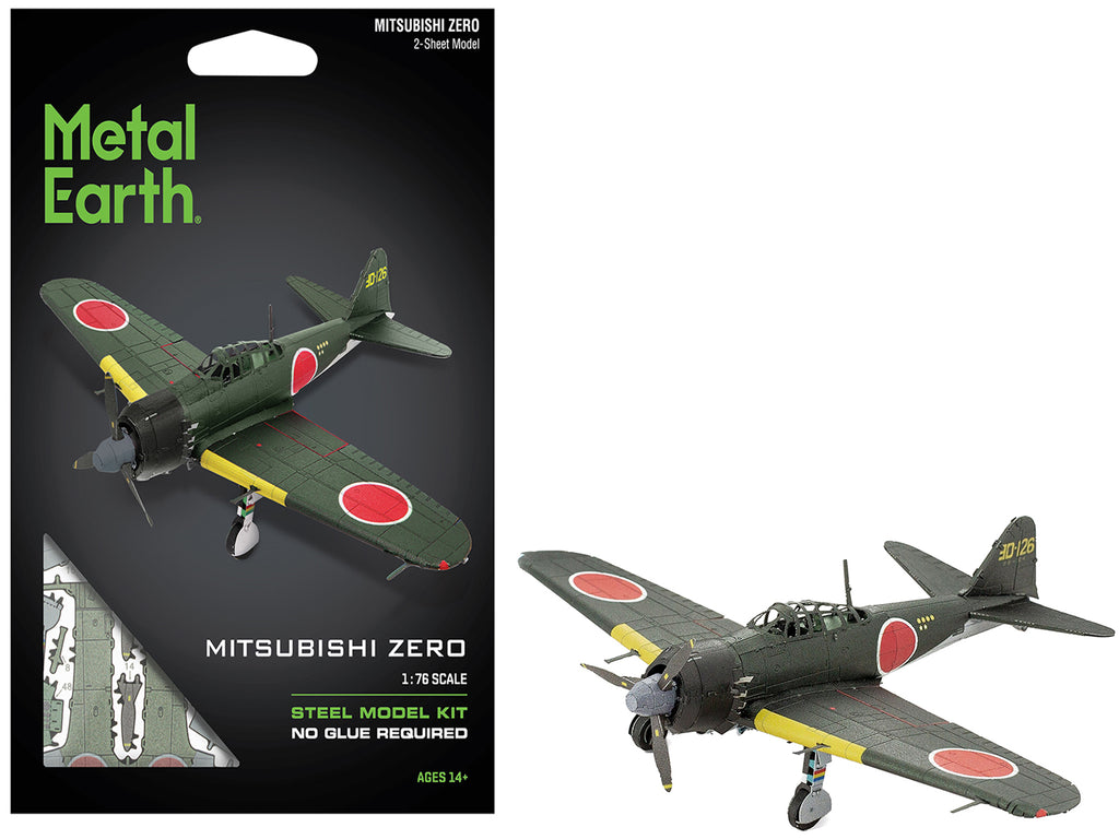 Model Kit Mitsubishi A6M Zero Fighter Aircraft 'World War II' Imperial Japanese Navy (Moderate Difficulty) Steel Model by Metal Earth