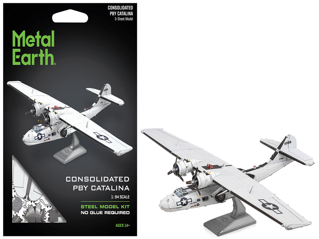 Model Kit Consolidated PBY Catalina Amphibious Aircraft 'Miss Pick Up' United States Army Air Forces (Moderate Difficulty) Steel Model by Metal Earth