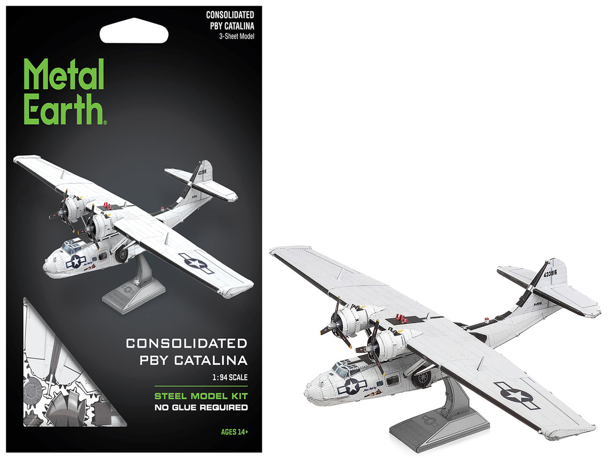 Model Kit Consolidated PBY Catalina Amphibious Aircraft 'Miss Pick Up' United States Army Air Forces (Moderate Difficulty) Steel Model by Metal Earth