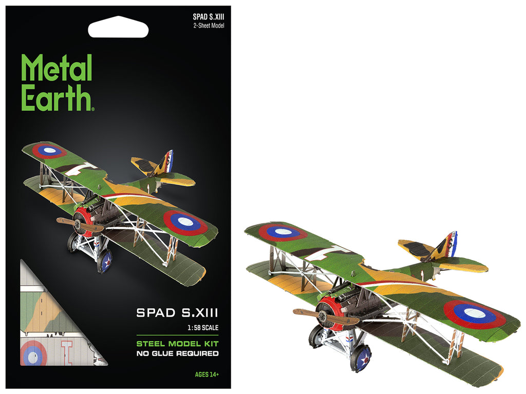 Model Kit SPAD S.XIII Fighter Aircraft 'World War I' French Air Force (Moderate Difficulty) Steel Model by Metal Earth