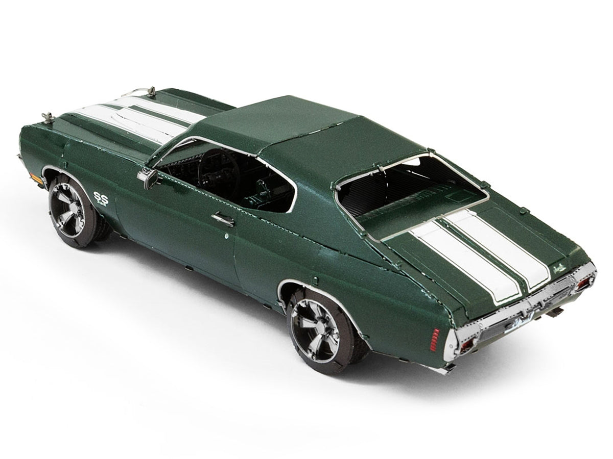 Model Kit 1970 Chevrolet Chevelle SS Green with White Stripes (Challenging Difficulty) Steel Model by Metal Earth