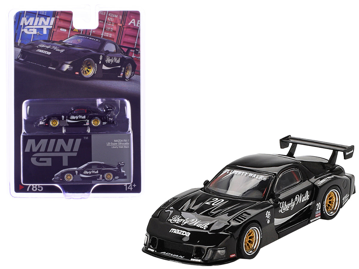 Mazda RX-7 LB-Super Silhouette #20 'Liberty Walk' Black Limited Edition 1/64 Diecast Model Car by Mini GT
